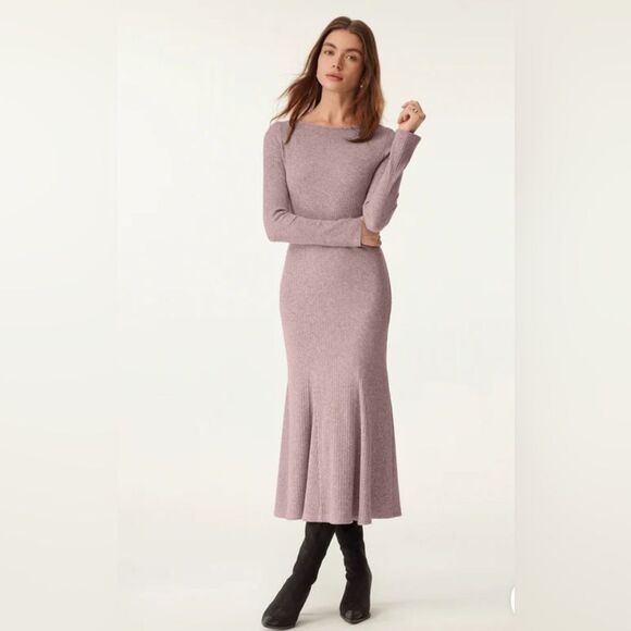 OGL Dresses & Skirts - NWT OGL Boatneck Flare Midi Dress - Heather Rose Size L